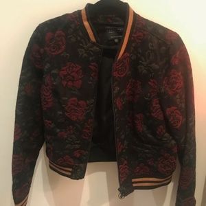 Flower Print Bomber Jacket